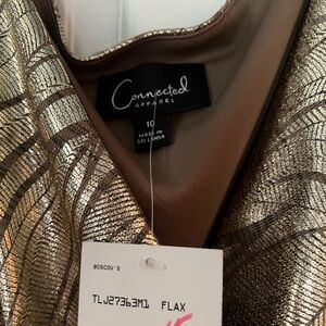 Connected Apparel Gold Dress with Textured Elegance